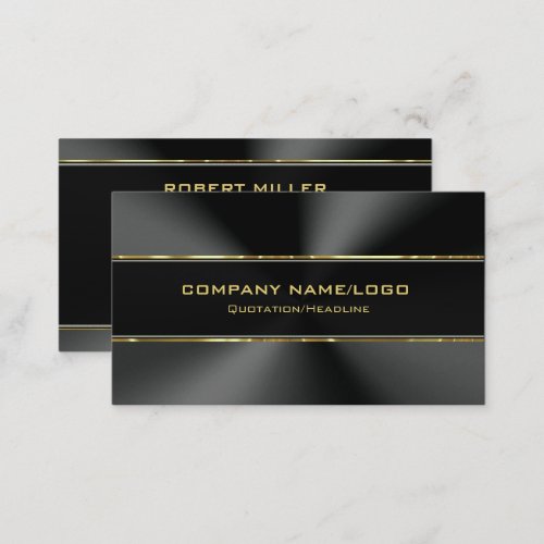 Modern Black Stainless Steel  Gold Accents  Business Card