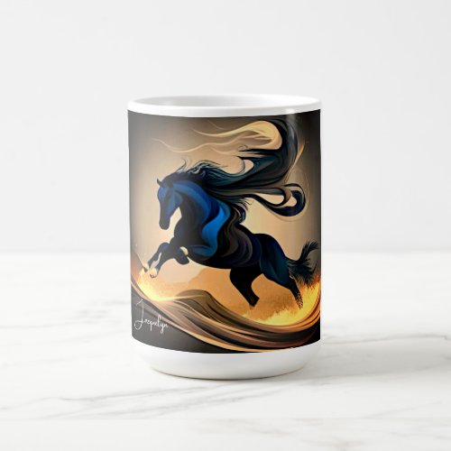 Modern Black Stallion in Desert Coffee Mug