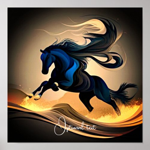Modern Black Stallion in Desert Poster