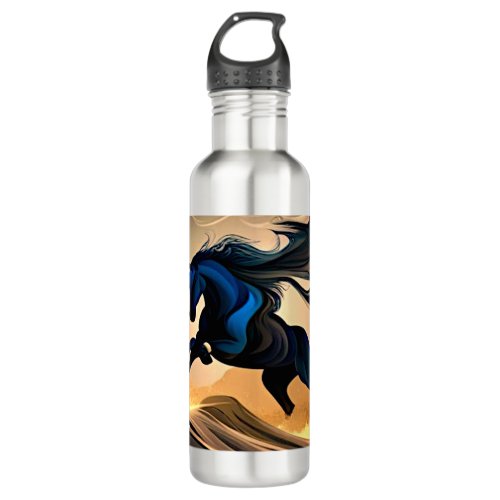 Modern Black Stallion in Desert Stainless Steel Water Bottle