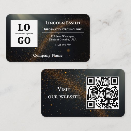 Modern Black Star Custom Logo and QR Code Business Card