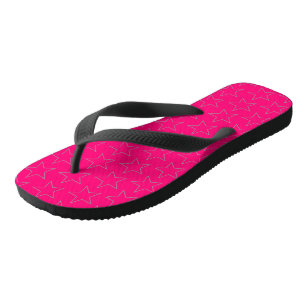 Modern Black Star Pattern Hot Pink Sandals