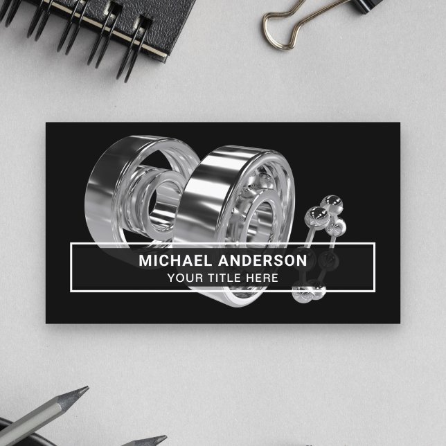 Modern Black Steel Ball Bearings Hardware Store Business Card (Creator Uploaded)