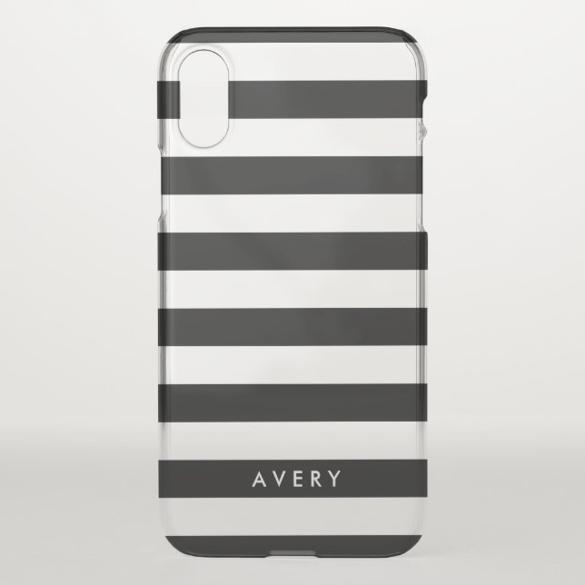 Modern Black Stripe Clear iPhone Case (Back)