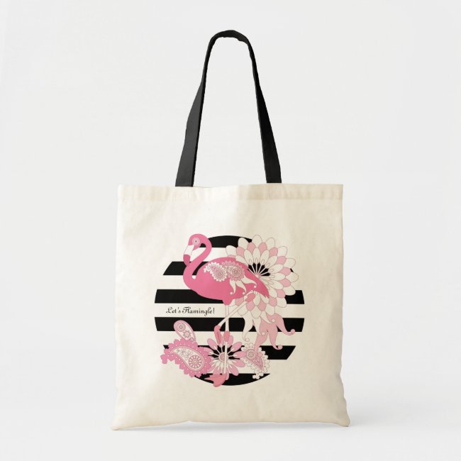 Modern Black Stripe Pink Flamingo