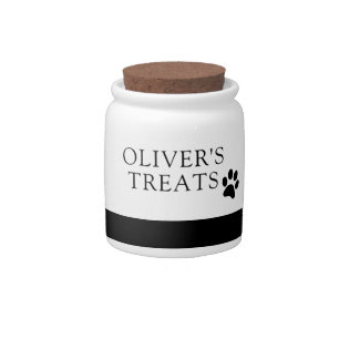 Modern Black Stripe Small Cat or Dog Treat Jar