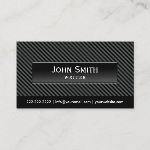 Customizable Cool Black Stripes Writer Business Card