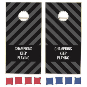 Modern Black Stripes Custom Text Cornhole Set