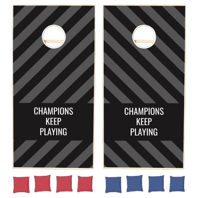 Modern Black Stripes Custom Text Cornhole Set (Set)
