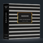 Modern Black stripes gray Bridal Shower Recipe 3 Ring Binder<br><div class="desc">Moden black stripes,  light gray,  Bridal Shower Recipe binder. 
You can easily change the text.</div>