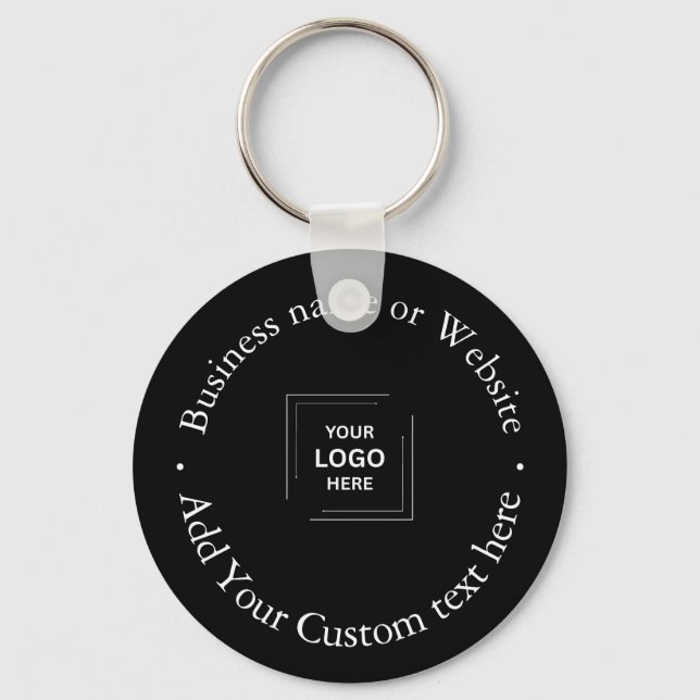 Modern Black Stylish Professional Business Logo Keychain (Back)