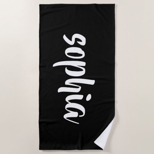 Modern Black Summer Pool Monogrammed Name Beach Towel