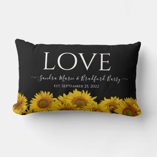  modern black sunflower Wedding Throw Lumbar Pillow