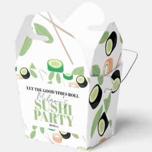 Modern Black Sushi Party Rolls Birthday Invitation Favor Boxes
