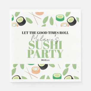 Modern Black Sushi Party Rolls Birthday Red Napkins