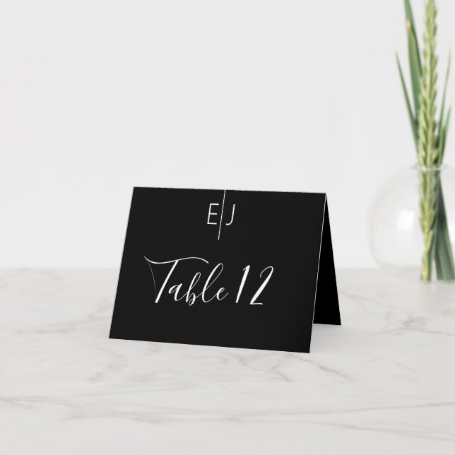 Modern Black Table Number Card (Front)
