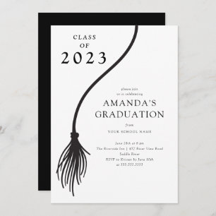 Modern Black Tassel Graduation Party Invitation