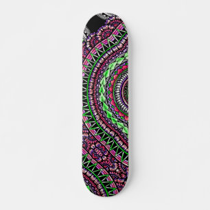 Modern Black Tattoo Ikat Geometric Tribal Pattern  Skateboard