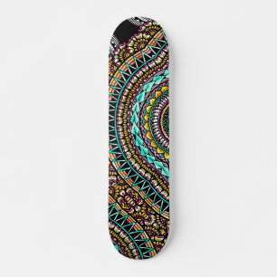 Modern Black Tattoo Ikat Geometric Tribal Pattern Skateboard