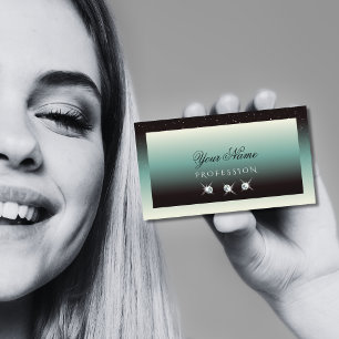 Modern Black Teal Gradient Sparkle Jewels Stylish Business Card