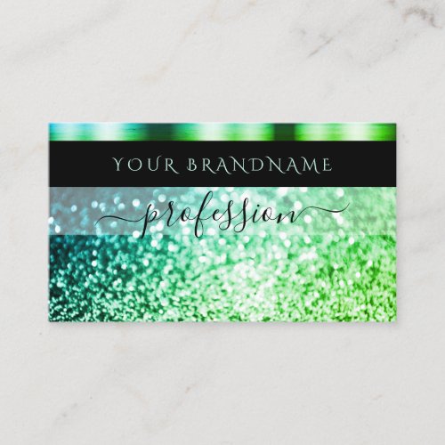 Modern Black Teal Green Sparkling Glitter Shimmery Business Card