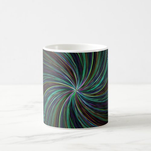 Modern Black Teal Wavy Lines Abstract Cool Trippy Magic Mug