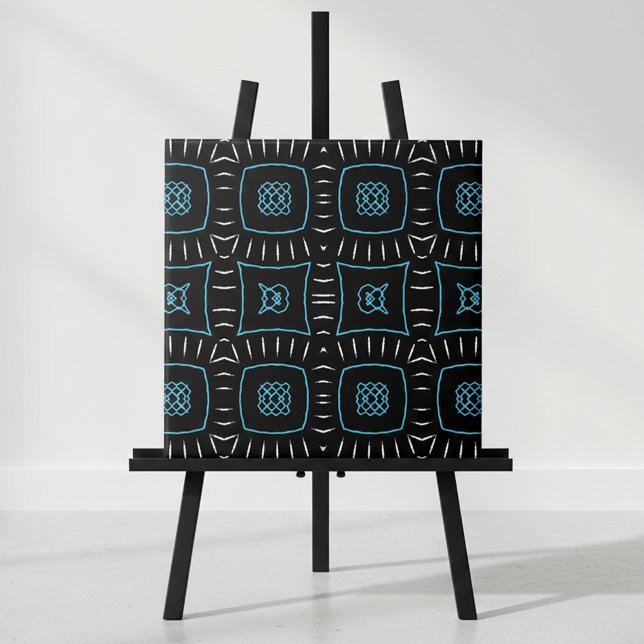 Modern Black, Teal & White Geometric Lattice Ceramic Tile (Creator Uploaded)