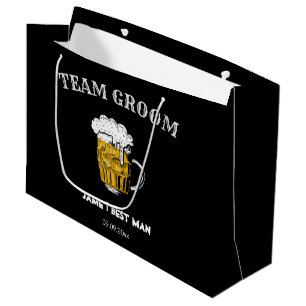 Modern Black Team Groomsman Bachelor  Large Gift Bag