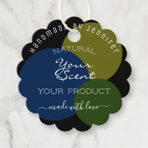 Modern Black Template Blue Green Mustard Circles Favor Tags