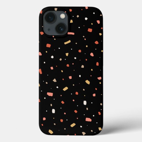 Modern Black Terrazzo Print Pattern iPhone 13 Case