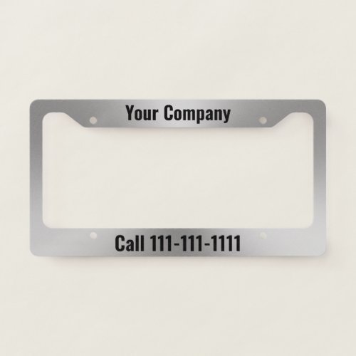 Modern Black Text Template on Brushed Metal Look License Plate Frame