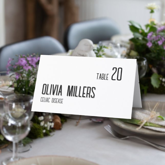 Modern Black Text Wedding Menu Option Place Card (Creator Uploaded)