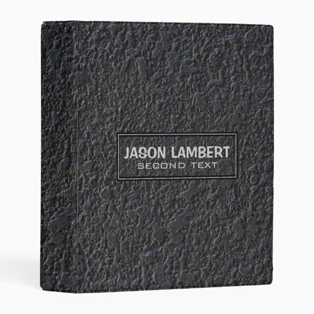 Modern Black Texture Marble Stone Mini Binder (Front/Spine)