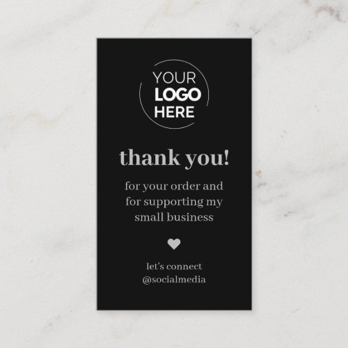 Modern Black Thank You for Shopping Small  Business Card