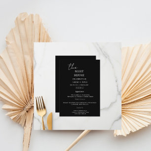 Modern Black The Night Before Rehearsal Dinner  Menu
