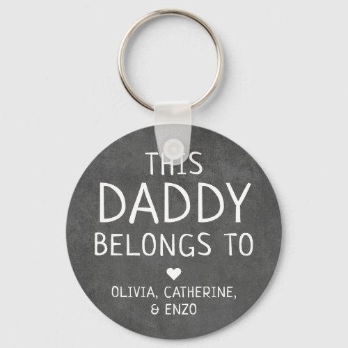 Modern Black This Daddy Belongs To Fathers Day Keychain