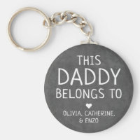 Modern Black This Daddy Belongs To Father's Day Keychain