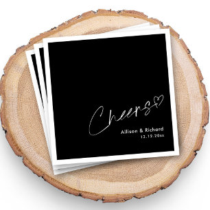 Modern Black Tie Signature Cheers Wedding Napkins