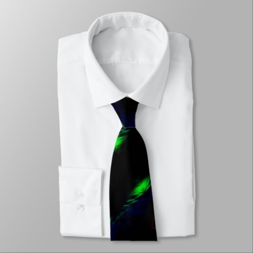 Modern Black Tie with Green and Blue Paint Streaks