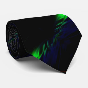 Modern Black Tie with Green and Blue Paint Streaks