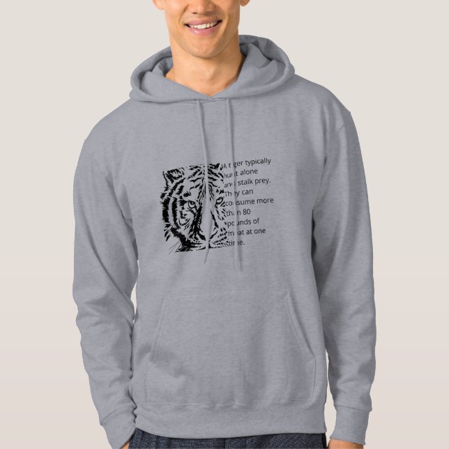 Modern black tiger design  text based men gray hoodie (Front)