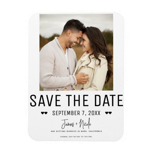 Modern Black Trendy Save the Date Wedding Photo Magnet