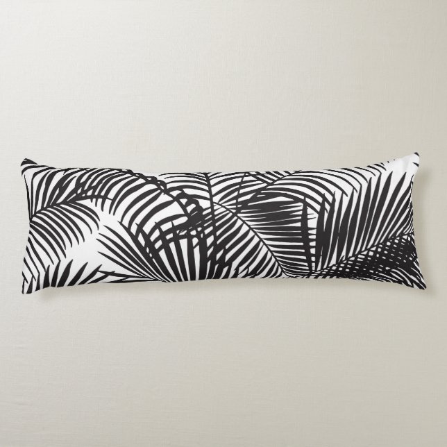 Modern black tropical palm trees pattern body pillow (Back)