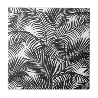 Modern black tropical palm trees pattern ceramic tile