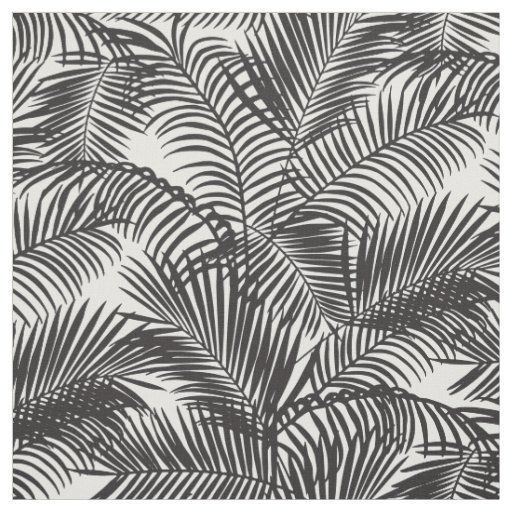 Modern black tropical palm trees pattern fabric