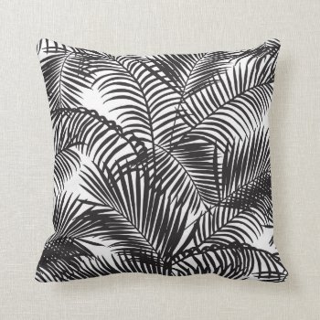Modern Black Tropical Palm Trees Pattern Throw Pillow by pink_water at Zazzle