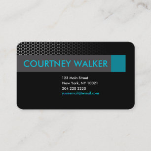 Modern black & turquoise honeycomb business cards