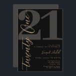 Modern Black Twenty One 21st Birthday Invitation<br><div class="desc">Modern Black Twenty One 21st Birthday Invitation Bringing elegance, style, and exclusivity to your birthday celebration, our 'Modern Elegant Calligraphy TWENTY ONE 21st Birthday Invitation' embodies timeless beauty and attention to detail. Crafted with love and care, this invitation is a mélange of modern aesthetics and traditional calligraphy. Don't just invite...</div>