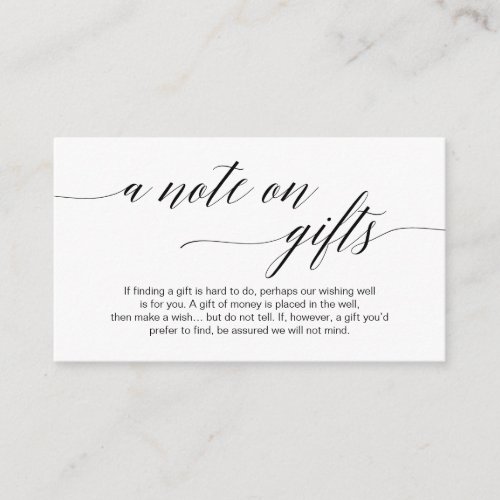 Modern black typeface A note on gifts Enclosure Card