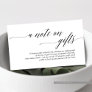 Modern black typeface, A note on gifts Enclosure Card